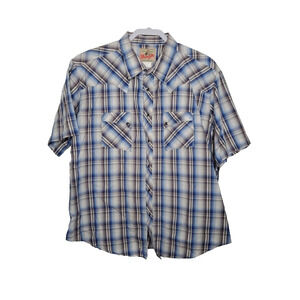 Wrangler Men's Size 2XL Plaid Short Sleeve Pearl Snap Western Cowboy Shirt